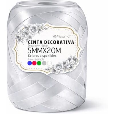 OFITURIA Cinta Satinada Decorativa Plata 5 mm x 20 m, Bobina para Lazos, Envolver Regalos, Bodas, Cumpleaños, Manualidades y Decoración de Eventos (4 Packs, 4 Uds) OFITURIA Cinta Satinada Decorativa Plata 5 mm x 20 m, Bobina para Lazos, Envolver Regalos, Bodas, Cumpleaños, Manualidades y Decoración de Eventos (4 Packs, 4 Uds)