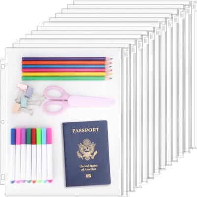 Antner 12 Pack Letter Size Binder Pockets 3 Holes Zipper Binder Folders for 3-Ring Binder, Clear PVC Loose Leaf Bag Binder Pouch Insert Pages Sheet Protectors Waterproof Document Filling Storage Bags Antner 12 Pack Letter Size Binder Pockets 3 Holes Zipper Binder Folders for 3-Ring Binder, Clear PVC Loose Leaf Bag Binder Pouch Insert Pages Sheet Protectors Waterproof Document Filling Storage Bags