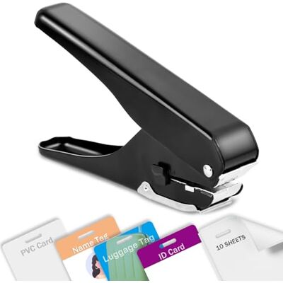 Zofly Perforadora de ranura resistente, perforadora de mano para tarjetas de identificación, perforadora de tarjetas de identificación de metal, herramienta de perforación para papel (máximo 10 hojas), Zofly Perforadora de ranura resistente, perforadora de mano para tarjetas de identificación, perforadora de tarjetas de identificación de metal, herramienta de perforación para papel (máximo 10 hojas),