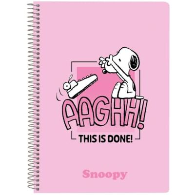 Safta Libreta Cuarto Snoopy con Espiral Metálico 42 Agujeros, 80 Hojas Cuadrícula 4x4 mm con Margen, Papel 80 g/m², Tapas Extraduras Glasofonadas, Color Rosa, Medidas 15,5x1x22 cm Safta Libreta Cuarto Snoopy con Espiral Metálico 42 Agujeros, 80 Hojas Cuadrícula 4x4 mm con Margen, Papel 80 g/m², Tapas Extraduras Glasofonadas, Color Rosa, Medidas 15,5x1x22 cm