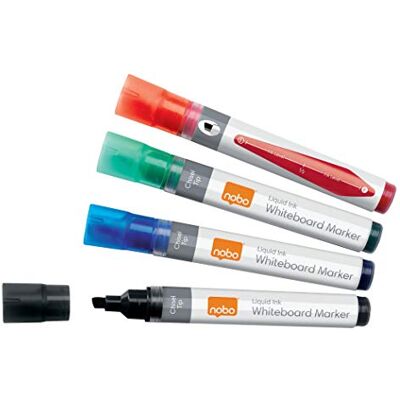 Nobo Rotuladores de Tinta Líquida para Pizarras Blancas, Punta Biselada de 4 mm, Paquete de 10, , Varios Colores Nobo Rotuladores de Tinta Líquida para Pizarras Blancas, Punta Biselada de 4 mm, Paquete de 10, , Varios Colores