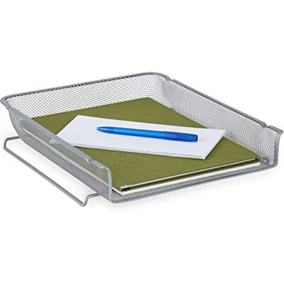 Relaxdays Bandeja Documentos A4 Vertical, Apilable, Malla Metal, Cesto Cartas, 6,5 x 28,5 x 34 cm, Escritorio, Plateado Relaxdays Bandeja Documentos A4 Vertical, Apilable, Malla Metal, Cesto Cartas, 6,5 x 28,5 x 34 cm, Escritorio, Plateado