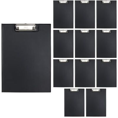 Idena 90294 Carpeta portapapeles para DIN A4, 12 unidades, formato vertical, portapapeles revestido de PVC en negro, con tapa Idena 90294 Carpeta portapapeles para DIN A4, 12 unidades, formato vertical, portapapeles revestido de PVC en negro, con tapa