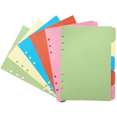 DY.2ten Separadores A5 para Archivador de 6 Anillas 10 Hojas de Colores, Fichas de Índice, Divisores de Carpeta DY.2ten Separadores A5 para Archivador de 6 Anillas 10 Hojas de Colores, Fichas de Índice, Divisores de Carpeta