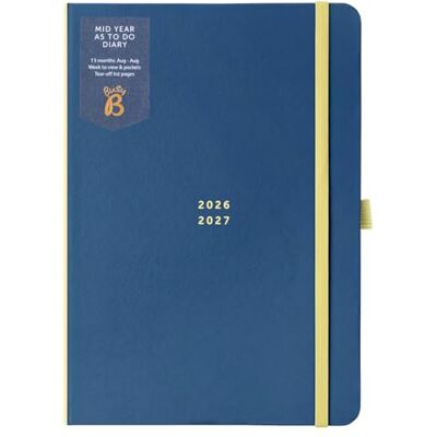 Busy B A5 Diary Mid-Year Academic Planner Aug '26 Aug '27 – Navy Journal Cover Weekly Planner with To-Do Lists, Notes, Week-to-View, 3 Pockets, Year Planner & Elastic Closure Busy B A5 Diary Mid-Year Academic Planner Aug '26 Aug '27 – Navy Journal Cover Weekly Planner with To-Do Lists, Notes, Week-to-View, 3 Pockets, Year Planner & Elastic Closure