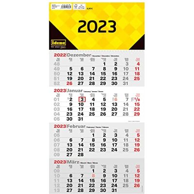 Idena Calendario de 4 meses 2023 de pared con deslizador, 30 x 61 cm, calendario de oficina 4 meses Idena Calendario de 4 meses 2023 de pared con deslizador, 30 x 61 cm, calendario de oficina 4 meses