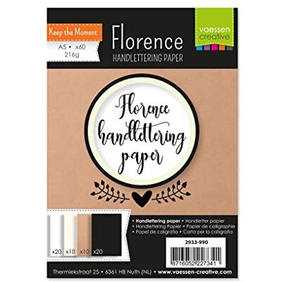 Creative Florence Papel Hand lettering, A5, 216 GSM, 60 Hojas en Color Blanco, Marfil, Marrón y Negro para Caligrafía, Brush Lettering, Proyectos de Arte e Ideas de Manualidades Creative Florence Papel Hand lettering, A5, 216 GSM, 60 Hojas en Color Blanco, Marfil, Marrón y Negro para Caligrafía, Brush Lettering, Proyectos de Arte e Ideas de Manualidades