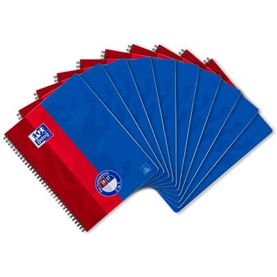 Oxford , Cuaderno cuadriculado DIN A4, Azul/Rojo,pack de 10 unidades Oxford , Cuaderno cuadriculado DIN A4, Azul/Rojo,pack de 10 unidades