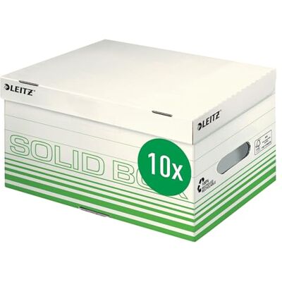 Leitz Solid Box 61170050 Caja de almacenamiento y transporte (tamaño S, para carpetas, revistas, caja de transporte con tapa, plegable, cartón reciclado 100% estriado, 10 unidades), color verde Leitz Solid Box 61170050 Caja de almacenamiento y transporte (tamaño S, para carpetas, revistas, caja de transporte con tapa, plegable, cartón reciclado 100% estriado, 10 unidades), color verde