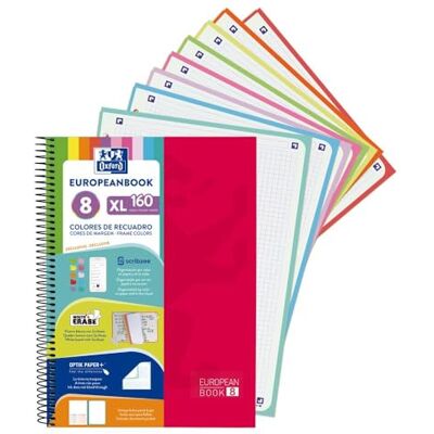 Oxford Cuaderno A4+, Europeanbook 8, Tapa Extradura, Cuadriculado 5X5, 160 Hojas, Color Rojo Oxford Cuaderno A4+, Europeanbook 8, Tapa Extradura, Cuadriculado 5X5, 160 Hojas, Color Rojo