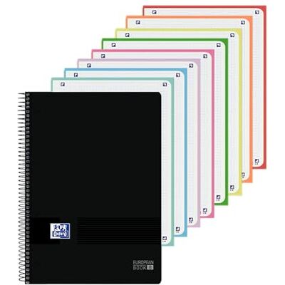 Oxford , Cuaderno A4 Cuadriculado 5x5, Tapa Plástico, 8 Recuadros de Color, Hojas Microperforadas, Color Negro Oxford , Cuaderno A4 Cuadriculado 5x5, Tapa Plástico, 8 Recuadros de Color, Hojas Microperforadas, Color Negro