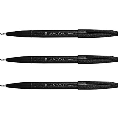 Pentel Fude Touch Punta de Fieltro Sign Pen, Negro, como pincelada (ses15 C-a), 3 Piezas Notas Adhesivas Pentel Fude Touch Punta de Fieltro Sign Pen, Negro, como pincelada (ses15 C-a), 3 Piezas Notas Adhesivas