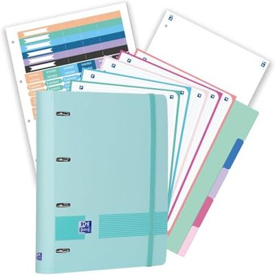 Oxford , Pack Archivador Live & Go A4+ 4 Anillas, Plástico Polyfoam, Incluye 2 Recambios con 5 Bandas Color Cuadrícula 5x5 y Separadores de Plástico, Color Azul Pastel Oxford , Pack Archivador Live & Go A4+ 4 Anillas, Plástico Polyfoam, Incluye 2 Recambios con 5 Bandas Color Cuadrícula 5x5 y Separadores de Plástico, Color Azul Pastel