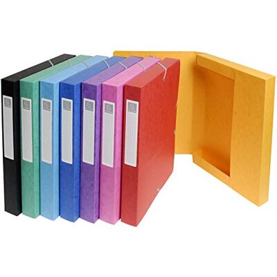 Exacompta Ref. 50300E Exabox Pack de 5 cajas de clasificación con elástico (600 g/m2, lomo de 2,5 cm, 25 x 33 cm), para documentos A4-5 colores aleatorios, se entregan montados Exacompta Ref. 50300E Exabox Pack de 5 cajas de clasificación con elástico (600 g/m2, lomo de 2,5 cm, 25 x 33 cm), para documentos A4-5 colores aleatorios, se entregan montados