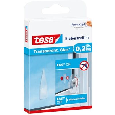 tesa Adhesive Strips for Transparent & Glass 0.2kg tesa Adhesive Strips for Transparent & Glass 0.2kg