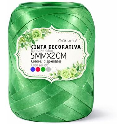 OFITURIA Cinta Satinada Decorativa Verde 5 mm x 20 m, Bobina para Lazos, Envolver Regalos, Bodas, Cumpleaños, Manualidades y Decoración de Eventos (4 Packs, 4 Uds) OFITURIA Cinta Satinada Decorativa Verde 5 mm x 20 m, Bobina para Lazos, Envolver Regalos, Bodas, Cumpleaños, Manualidades y Decoración de Eventos (4 Packs, 4 Uds)