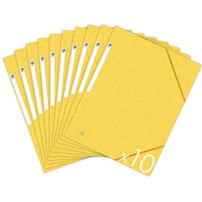 Oxford Top File + Lote de 10 carpetas de cartón con 3 solapas, formato A4, cierre con elásticos, color amarillo Oxford Top File + Lote de 10 carpetas de cartón con 3 solapas, formato A4, cierre con elásticos, color amarillo