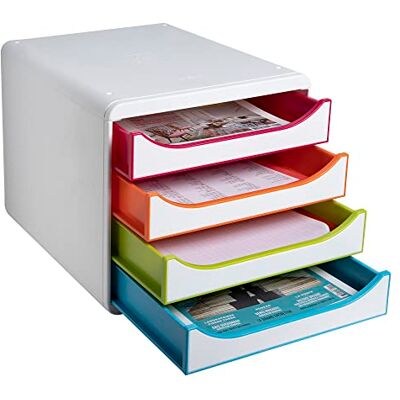 Exacompta Ref. BIG-BOX Black Office Caja de 4 cajones para tamaño A4+ Dimensiones externas: profundidad 34,70 x ancho 27,80 x altura 26,70 cm, blanco/arlequino/blanco Exacompta Ref. BIG-BOX Black Office Caja de 4 cajones para tamaño A4+ Dimensiones externas: profundidad 34,70 x ancho 27,80 x altura 26,70 cm, blanco/arlequino/blanco