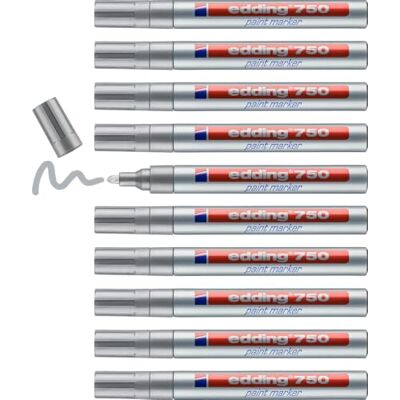 Edding 10 Marcadores de Tinta Opaca Punta Redonda de 2-4mm Plateado Edding 10 Marcadores de Tinta Opaca Punta Redonda de 2-4mm Plateado