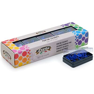 Dell 500 chinchetas de Colores Azul león de la era Taco de cartón con 10 Cajas de 50 uds. Made in Italy Dell 500 chinchetas de Colores Azul león de la era Taco de cartón con 10 Cajas de 50 uds. Made in Italy