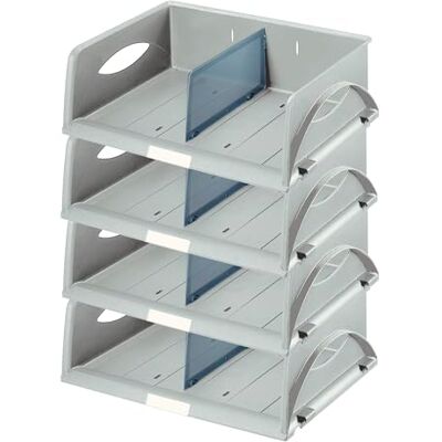 Leitz Sorty 52300085 Cesta de Almacenamiento Horizontal (A4, 4 Unidades, Sistema de clasificación y Archivo, Ideal para oficinas de Correos y Salas de fotocopias), Color Gris Leitz Sorty 52300085 Cesta de Almacenamiento Horizontal (A4, 4 Unidades, Sistema de clasificación y Archivo, Ideal para oficinas de Correos y Salas de fotocopias), Color Gris