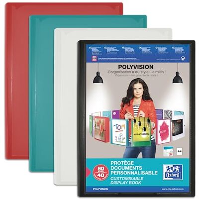 Oxford Elba Polyvision Portafolio personalizable con fundas de polipropileno A4, opaco, color aleatorio, color Assorti: bleu, vert, rose, noir, blanc 120 vues Oxford Elba Polyvision Portafolio personalizable con fundas de polipropileno A4, opaco, color aleatorio, color Assorti: bleu, vert, rose, noir, blanc 120 vues