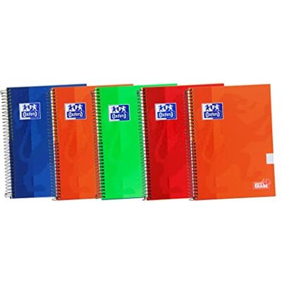 Oxford , Cuadernos A5, cuadrícula 4 x 4, tapa dura, 80 hojas, pack de 5 libretas, colores surtidos Oxford , Cuadernos A5, cuadrícula 4 x 4, tapa dura, 80 hojas, pack de 5 libretas, colores surtidos