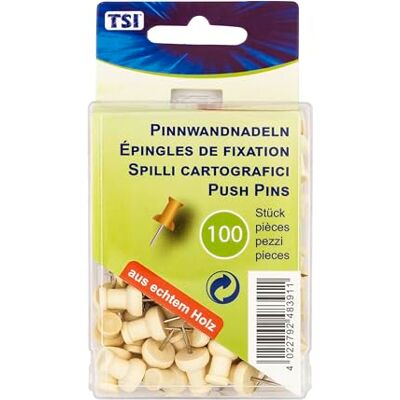 TSI Chinchetas de madera (100 unidades, en caja de almacenamiento) TSI Chinchetas de madera (100 unidades, en caja de almacenamiento)