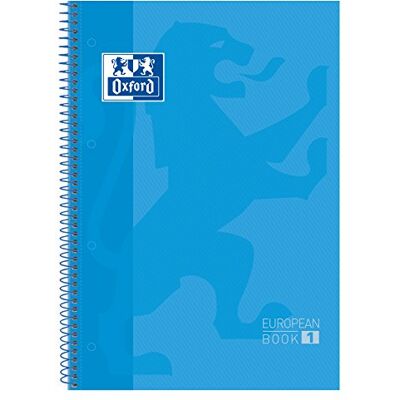 Oxford , Cuaderno A4, cuadricula 5x5, tapa extradura, microperforado, libreta A4 Europeanbook 1, color turquesa Oxford , Cuaderno A4, cuadricula 5x5, tapa extradura, microperforado, libreta A4 Europeanbook 1, color turquesa