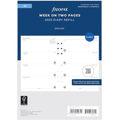 Filofax A5 Semana en dos páginas Inglés 2025 Filofax A5 Semana en dos páginas Inglés 2025