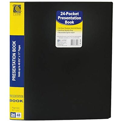 C-LINE Libro de presentación con 24 bolsillos, capacidad de 48 páginas, para insertos de 8.5 x 11 pulgadas, color negro () C-LINE Libro de presentación con 24 bolsillos, capacidad de 48 páginas, para insertos de 8.5 x 11 pulgadas, color negro ()