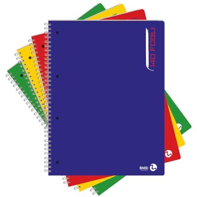 BM BeMore Bloque de espiral Maxi Color 140 Fg, 0112759, Bloque de espiral con agujeros A4, rayado 5 mm, Cuadrados 5 mm, Papel 80 g/m², colores surtidos, 3 unidades BM BeMore Bloque de espiral Maxi Color 140 Fg, 0112759, Bloque de espiral con agujeros A4, rayado 5 mm, Cuadrados 5 mm, Papel 80 g/m², colores surtidos, 3 unidades
