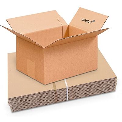 Master'in Caja de cartón simple surco Marrón 310 x 220 x 150 mm Lote de 20 cajas Master'in Caja de cartón simple surco Marrón 310 x 220 x 150 mm Lote de 20 cajas