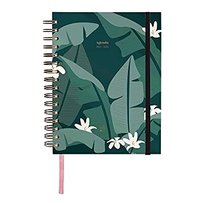 UO Agenda 2021 2022 Semana Vista, Tropical, Papel 100gr, 126 pegatinas, goma elástica, cinta registro, separadores mensuales y bolsillo, 16,8x22 cm, Verde, UO Agenda 2021 2022 Semana Vista, Tropical, Papel 100gr, 126 pegatinas, goma elástica, cinta registro, separadores mensuales y bolsillo, 16,8x22 cm, Verde,
