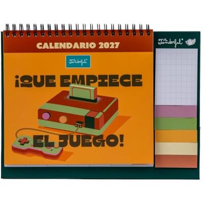 Mr. Wonderful Calendario De Sobremesa 2027 ¡Que Empiece El Juego! Organizador Mensual De Escritorio Con Una Frase Por Mes, Pegatinas, Notas Adhesivas Y Marcapáginas Papel FSC 18x24 cm Mr. Wonderful Calendario De Sobremesa 2027 ¡Que Empiece El Juego! Organizador Mensual De Escritorio Con Una Frase Por Mes, Pegatinas, Notas Adhesivas Y Marcapáginas Papel FSC 18x24 cm