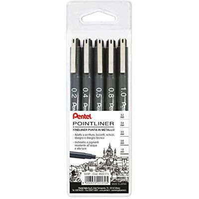 Pentel Pointliner puntas surtidas 0,2/0,4/0,5/0,8/1,0 mm Pentel Pointliner puntas surtidas 0,2/0,4/0,5/0,8/1,0 mm