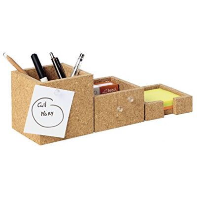 Bi-Office Organizador de escritorio de corcho, 10 x 10 x 10 cm, color natural Bi-Office Organizador de escritorio de corcho, 10 x 10 x 10 cm, color natural
