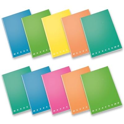 Pigna , Cuaderno Maxi Monocromo FLUO, A4, 80 g/m², 80 páginas + guía, Tapas duras, Plastificado mate, interior 1R, rayado, Colores surtidos, 10 Pigna , Cuaderno Maxi Monocromo FLUO, A4, 80 g/m², 80 páginas + guía, Tapas duras, Plastificado mate, interior 1R, rayado, Colores surtidos, 10
