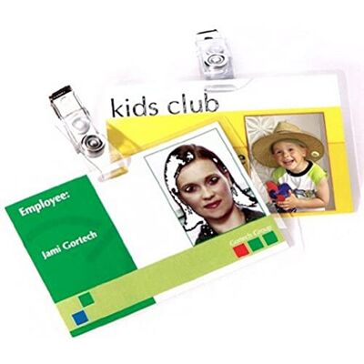 Fellowes Pack de 50 portanombres de seguridad con clip, 90 x 60 mm Fellowes Pack de 50 portanombres de seguridad con clip, 90 x 60 mm