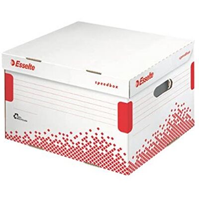 Esselte Caja de almacenamiento y transporte Speedbox de 3 x 100 mm, color blanco Esselte Caja de almacenamiento y transporte Speedbox de 3 x 100 mm, color blanco