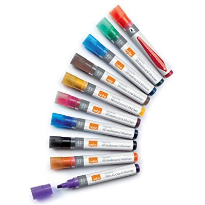 Nobo Rotuladores de Tinta Líquida para Pizarras Blancas, Punta Redonda de 3 mm, Paquete de 10, , Varios Colores Nobo Rotuladores de Tinta Líquida para Pizarras Blancas, Punta Redonda de 3 mm, Paquete de 10, , Varios Colores
