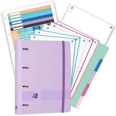 Oxford , Pack Archivador Live & Go A4+ 4 Anillas, Plástico Polyfoam, Incluye 2 Recambios con 5 Bandas Color Cuadrícula 5x5 y Separadores de Plástico, Color Malva Pastel Oxford , Pack Archivador Live & Go A4+ 4 Anillas, Plástico Polyfoam, Incluye 2 Recambios con 5 Bandas Color Cuadrícula 5x5 y Separadores de Plástico, Color Malva Pastel