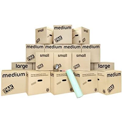 store PAK StorePAK Kit de mudanza de casa – 20 cajas de almacenamiento/mudanza con asas, envoltura de burbujas, cinta y rotulador – 100% reciclable – pequeño, mediano y grande store PAK StorePAK Kit de mudanza de casa – 20 cajas de almacenamiento/mudanza con asas, envoltura de burbujas, cinta y rotulador – 100% reciclable – pequeño, mediano y grande