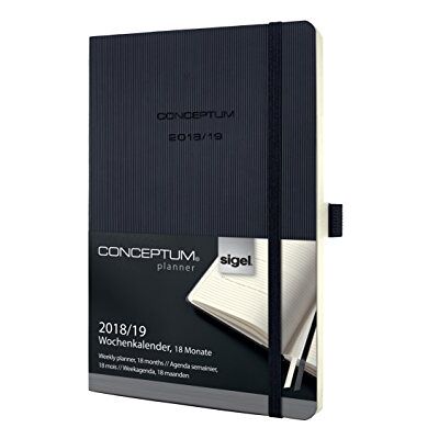 Sigel Agenda semanal 2019 / 2019, CONCEPTUM, 18 meses, tapa blanda, 13,5 x 21 cm, negro Sigel Agenda semanal 2019 / 2019, CONCEPTUM, 18 meses, tapa blanda, 13,5 x 21 cm, negro