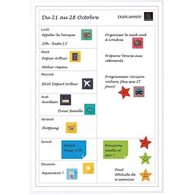 Exacompta EXAPLANNER® Planning magnético Personal (Organización Familial), Tamaño 43 x 30 cm y accesorios Textos en Francés Exacompta EXAPLANNER® Planning magnético Personal (Organización Familial), Tamaño 43 x 30 cm y accesorios Textos en Francés