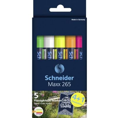 Schneider Maxx 265 Rotuladores de tiza (2-3 mm, grosor de trazo, borrado en húmedo, a base de agua, sin olor, 5 unidades) Schneider Maxx 265 Rotuladores de tiza (2-3 mm, grosor de trazo, borrado en húmedo, a base de agua, sin olor, 5 unidades)