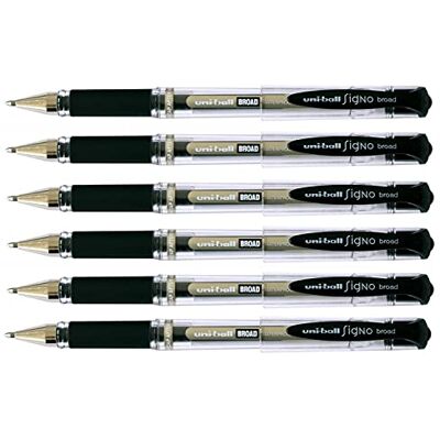 Uni-Ball Signo Broad UM153C Bolígrafo roller de tinta de gel (punta ancha, 1 mm, 6 unidades), color negro Uni-Ball Signo Broad UM153C Bolígrafo roller de tinta de gel (punta ancha, 1 mm, 6 unidades), color negro
