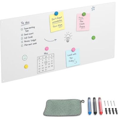 Relaxdays Pizarra magnética de tiza blanca para escribir Relaxdays Pizarra magnética de tiza blanca para escribir