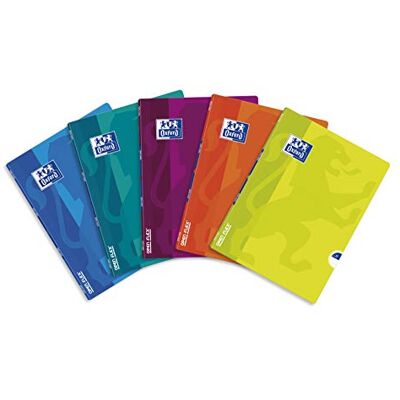 Oxford OPENFLEX Cuaderno escolar (A5, 60 hojas, rayado, 5 unidades), colores surtidos Oxford OPENFLEX Cuaderno escolar (A5, 60 hojas, rayado, 5 unidades), colores surtidos
