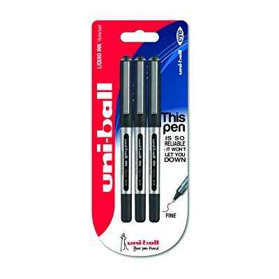 Uni-Ball 153486285 Bolígrafo de tinta líquida (3 unidades), color negro Uni-Ball 153486285 Bolígrafo de tinta líquida (3 unidades), color negro